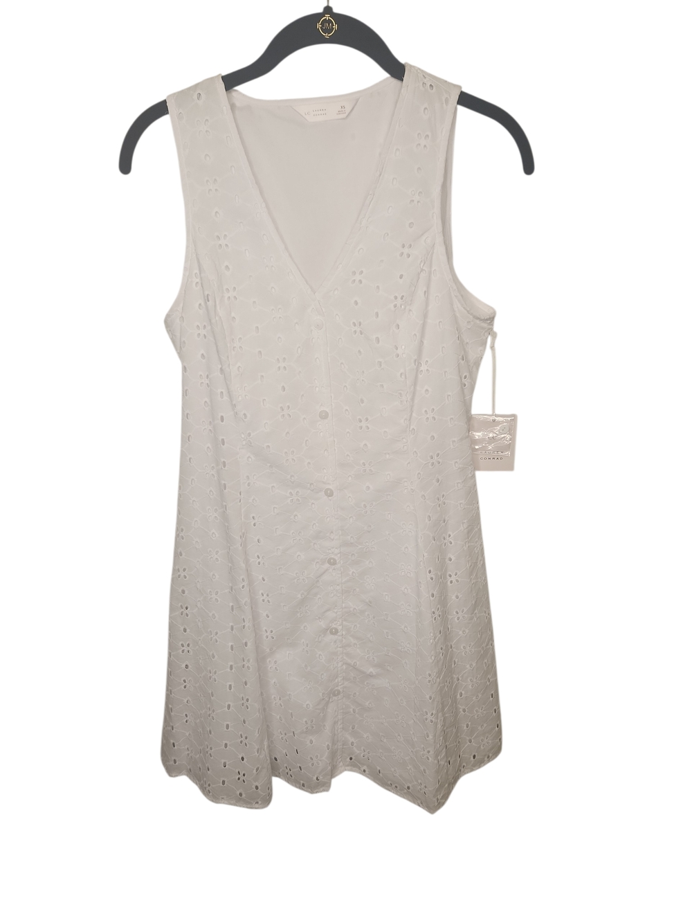 NWT LC Lauren Conrad Souvenir White Eyelet V-Neck Sleeveless Dress Size XS